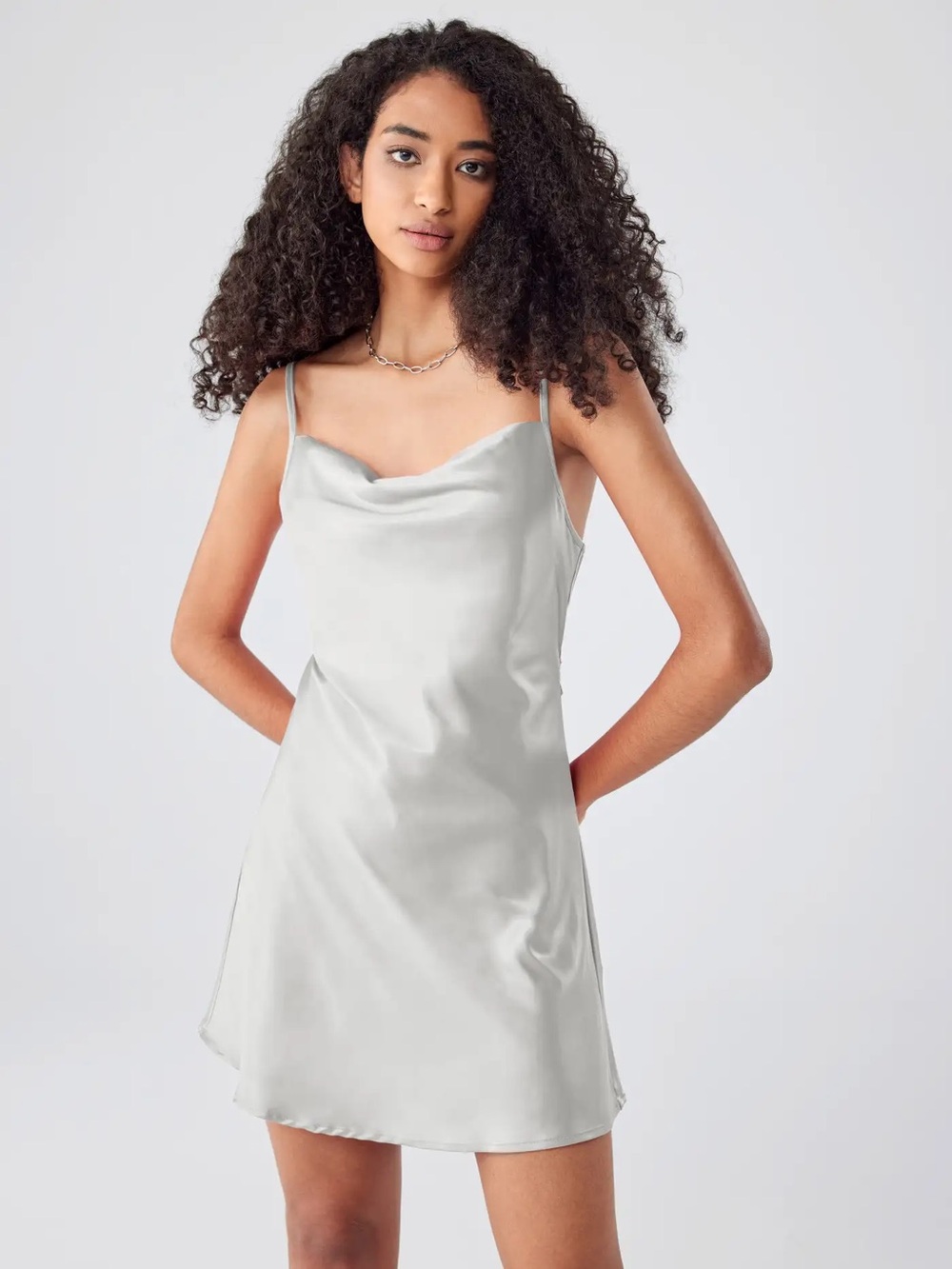 Cider Satin Cowl Neck Cami Mini Dress